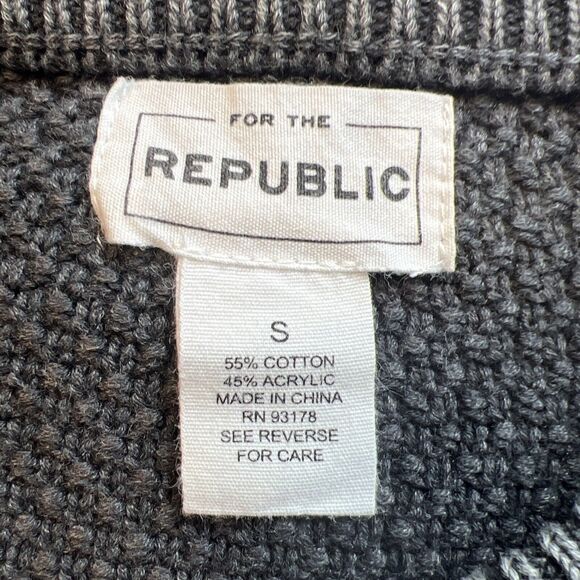 FOR THE REPUBLIC Gray Chunky Knit Sweater Men's Size Small - Picture 4 of 10